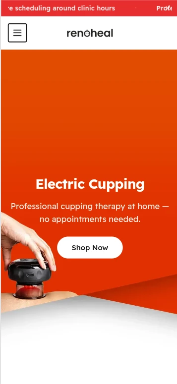 RenoHeal electric cupping therapy storefront on mobile