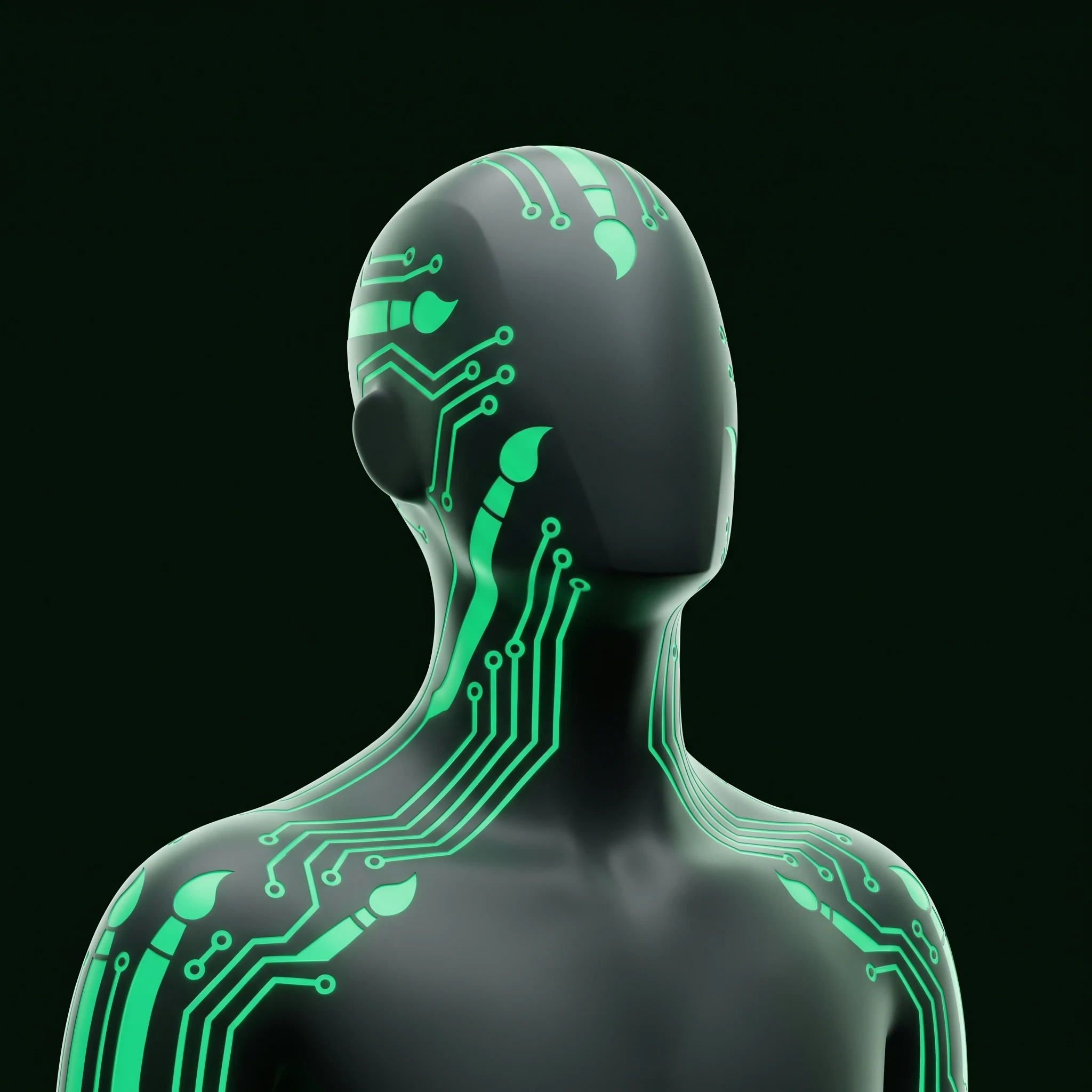 AI character with a paintbrush motif, representing brand design